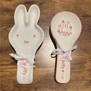 Miffy Pink Sakura Spoon Rest 2 Piece Bundle Set